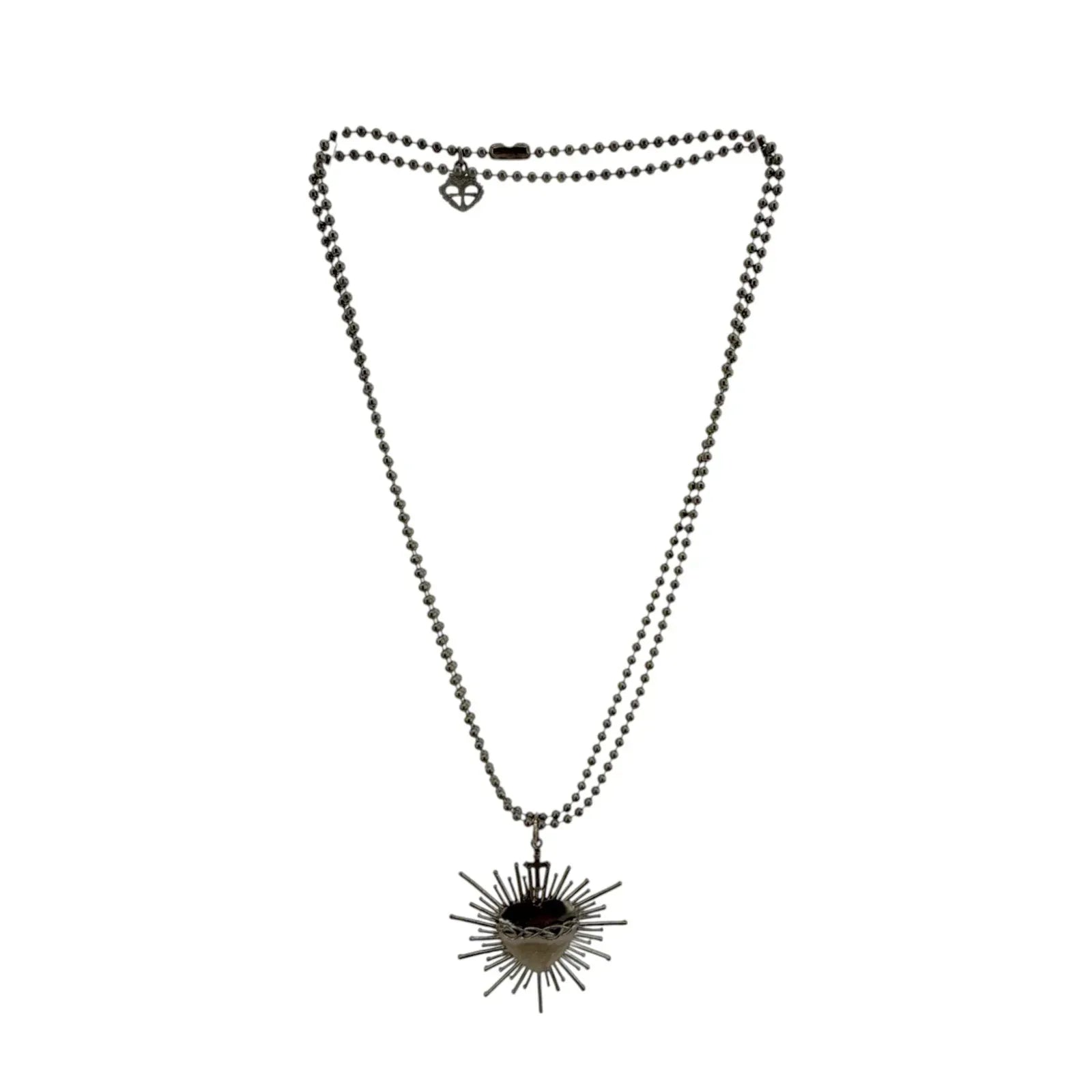 VIRGINS SAINTS & ANGELS VSA Sacred Flame Charm Necklace Gunmetal 34" Ball Chain - flyKAMP