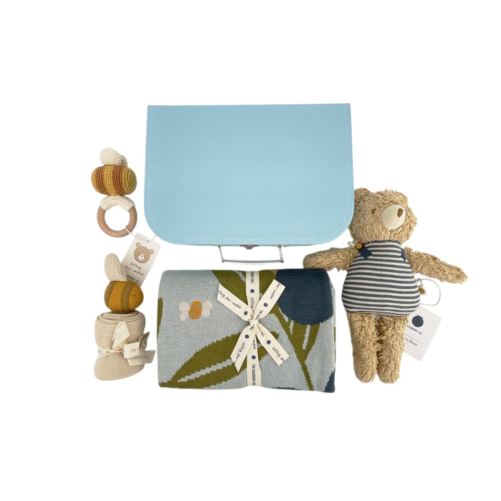 THE BLUEBERRY HILL Blueberry Bear Bee Gift Set: Paperboard Suitcase The Blueberry Hill