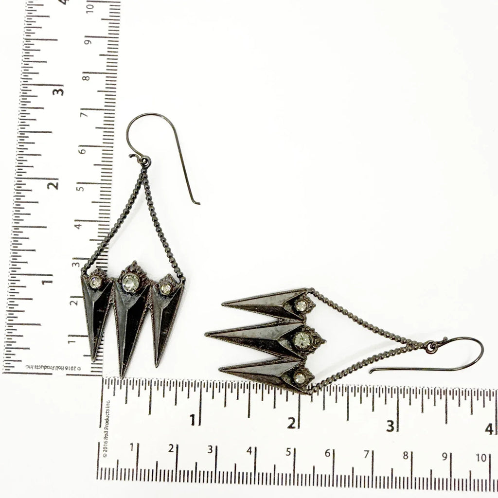 VIRGINS SAINTS & ANGELS VSA Electra Rays Hook Earrings in Gunmetal - flyKAMP
