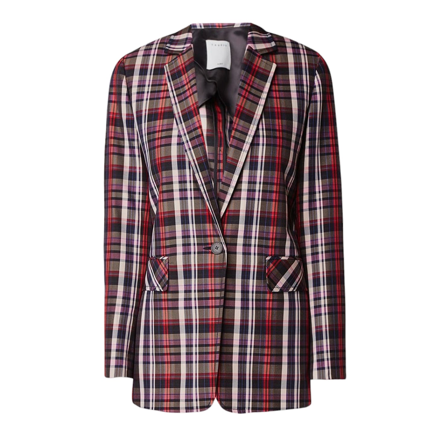 SANDRO Salima Single Button Plaid Blazer S