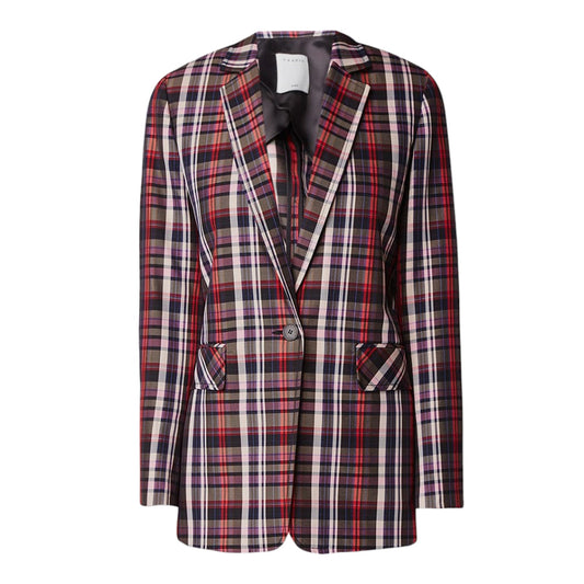 SANDRO Salima Single Button Plaid Blazer S