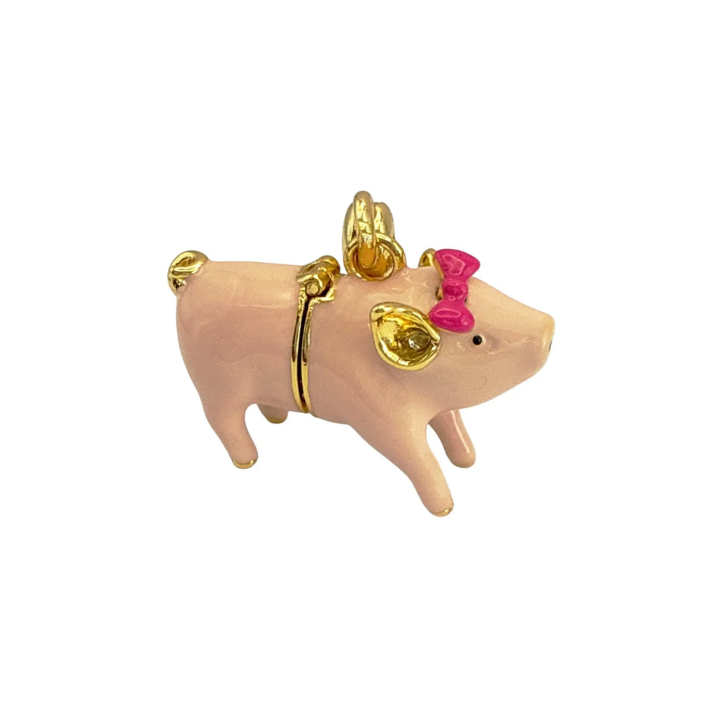 JUICY GRAPE Enamel Pink Pig Locket Charm Pendant - flyKAMP