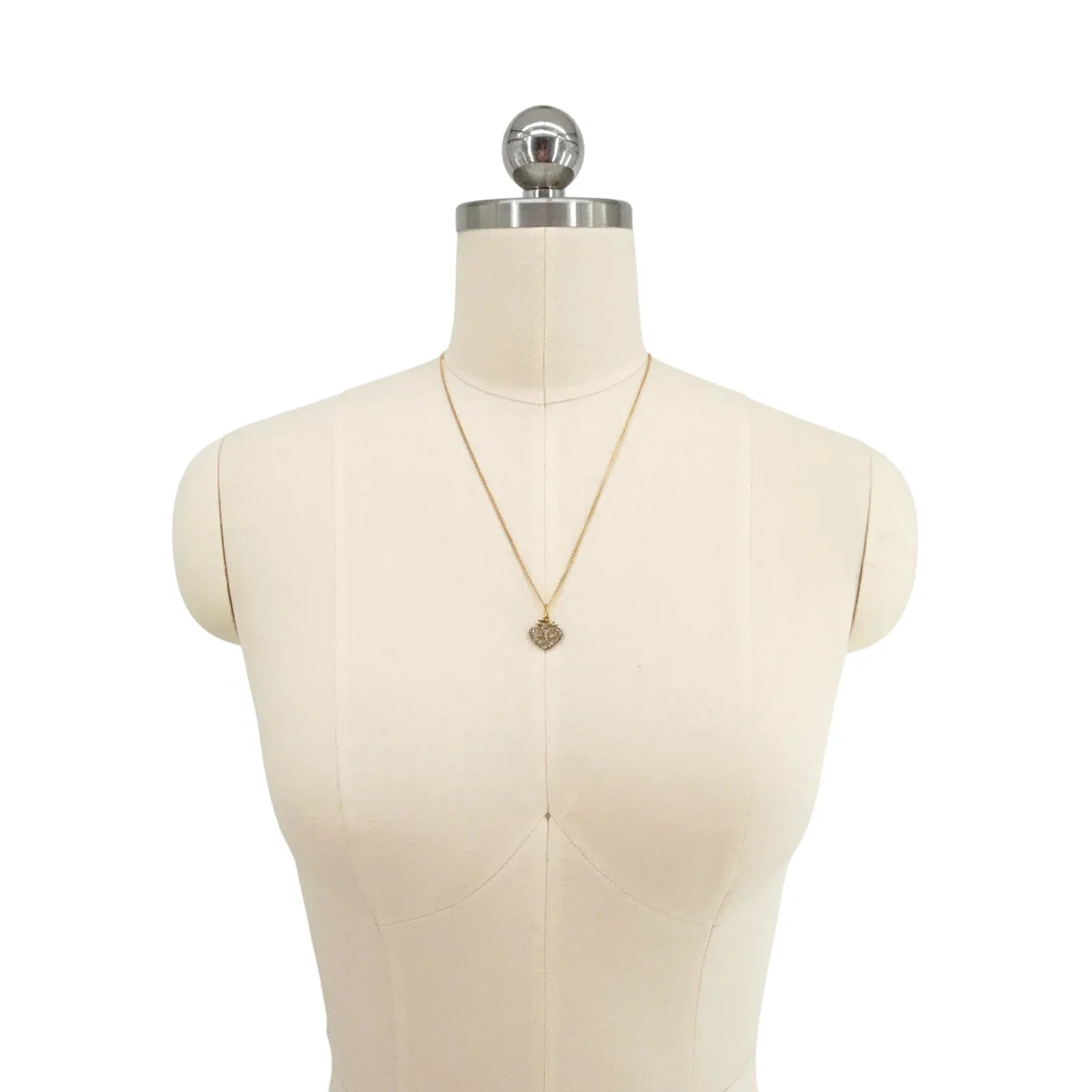 VIRGINS SAINTS & ANGELS VSA Sacred Heart Logo Charm Necklace in Gold - flyKAMP