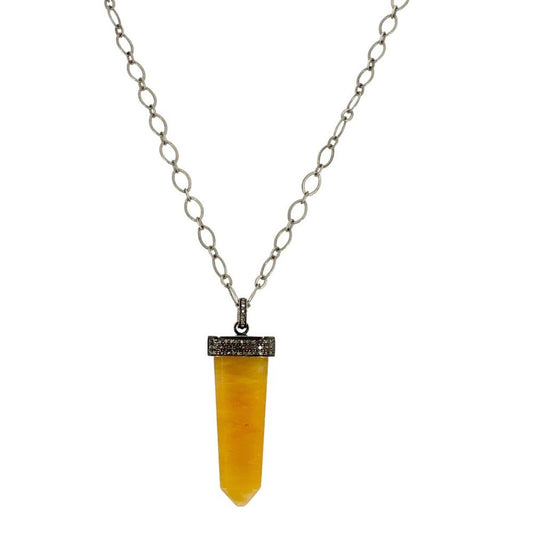JULIE ZANCANELLI Diamond Pave Yellow Arrow Pendant