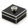 MACKENZIE-CHILDS Black Silver Plated Trinket Box with Check Knob - flyKAMP