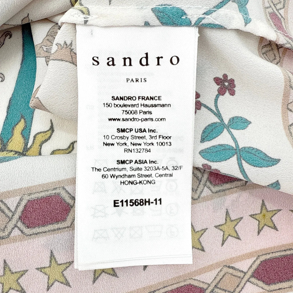 SANDRO Azucar Print Chiffon Blouse In Off White 2|M - flyKAMP