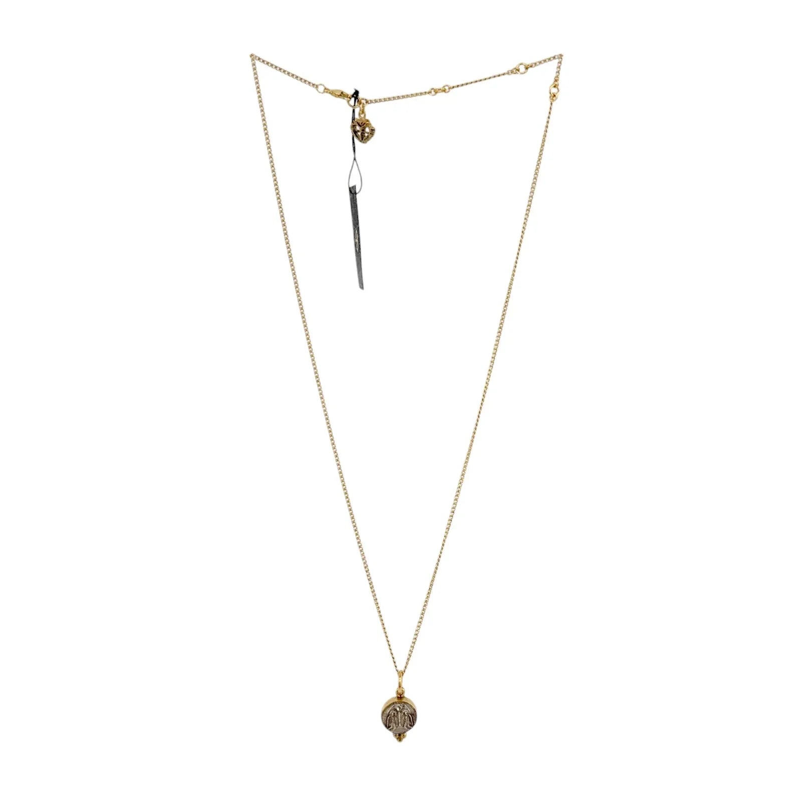 VIRGINS SAINTS & ANGELS VSA Piccolo Lucia Guardian Angels Charm Necklace in Gold - flyKAMP