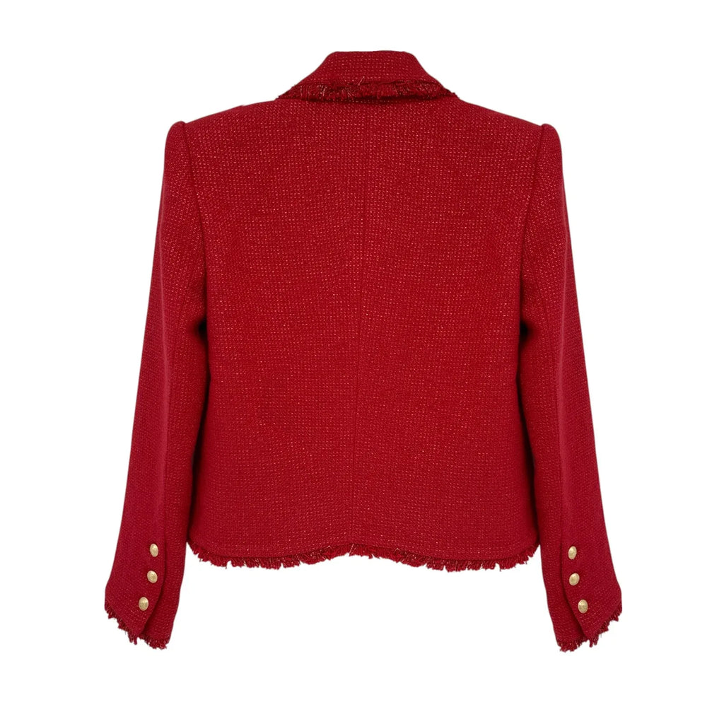 L'AGENCE Sylvia Collared Jacket in Garnet Red & Copper 2 - flyKAMP
