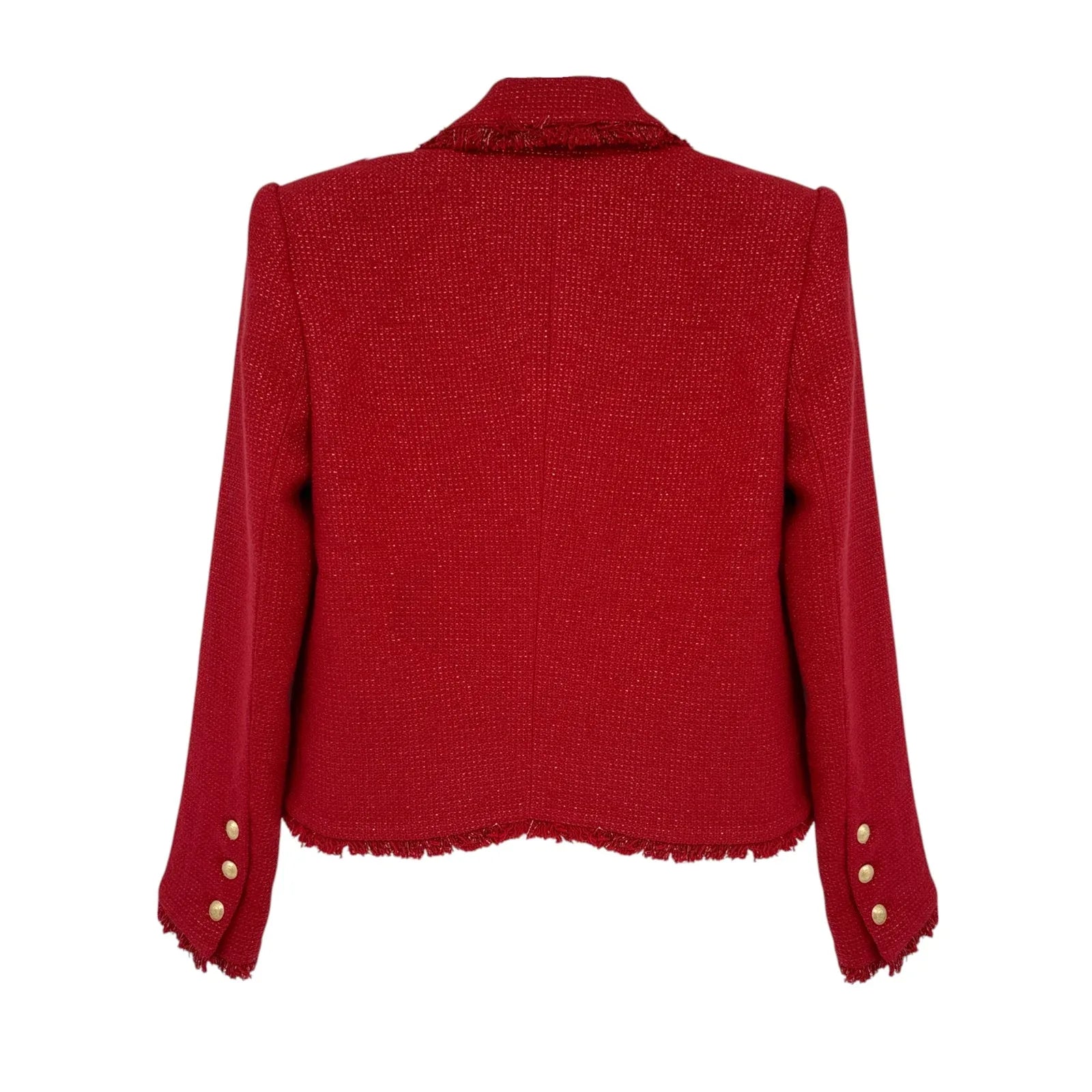 L'AGENCE Sylvia Collared Jacket in Garnet Red & Copper 2 - flyKAMP