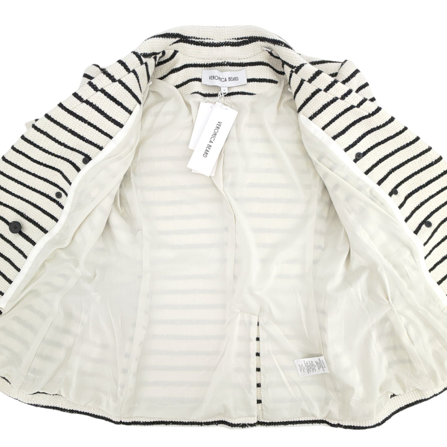 VERONICA BEARD Jenny Dickey Jacket in Ivory & Black Stripe 6|S