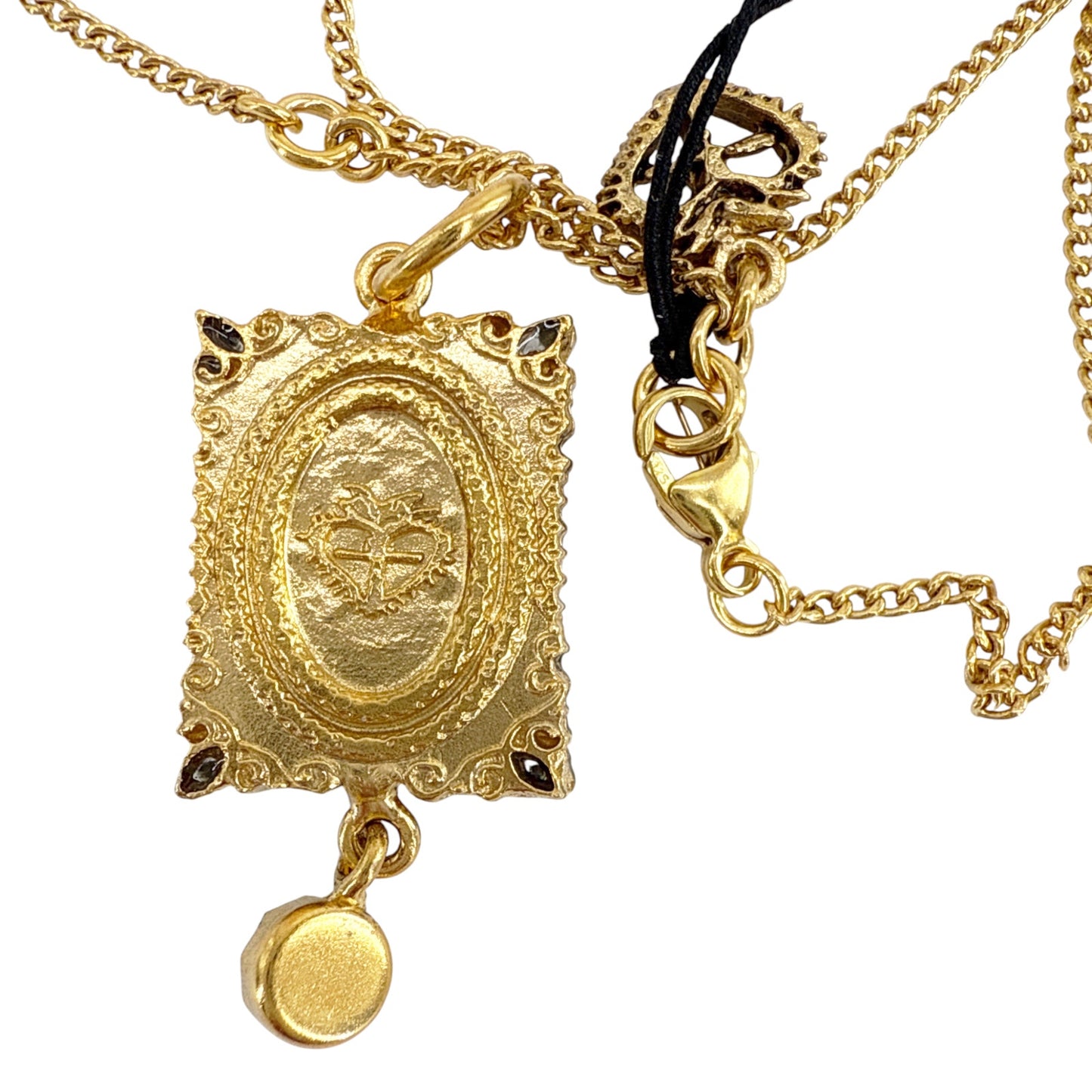 VIRGINS SAINTS & ANGELS VSA Retablo Pink Guadalupe Charm Necklace in Gold