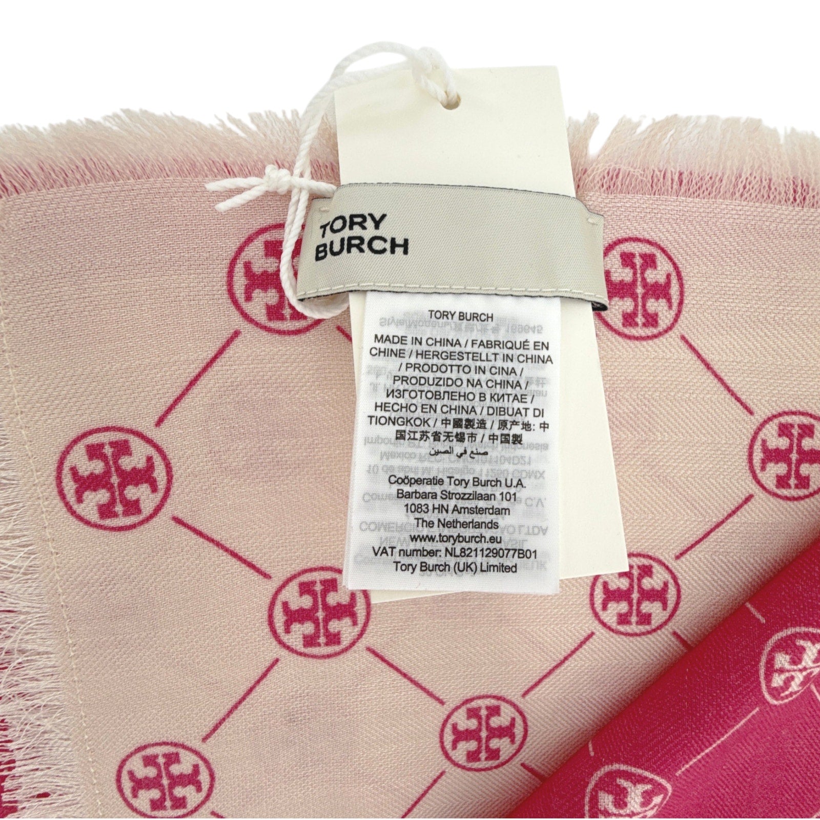 TORY BURCH T Monogram Oblong Scarf in Pink Tory Burch