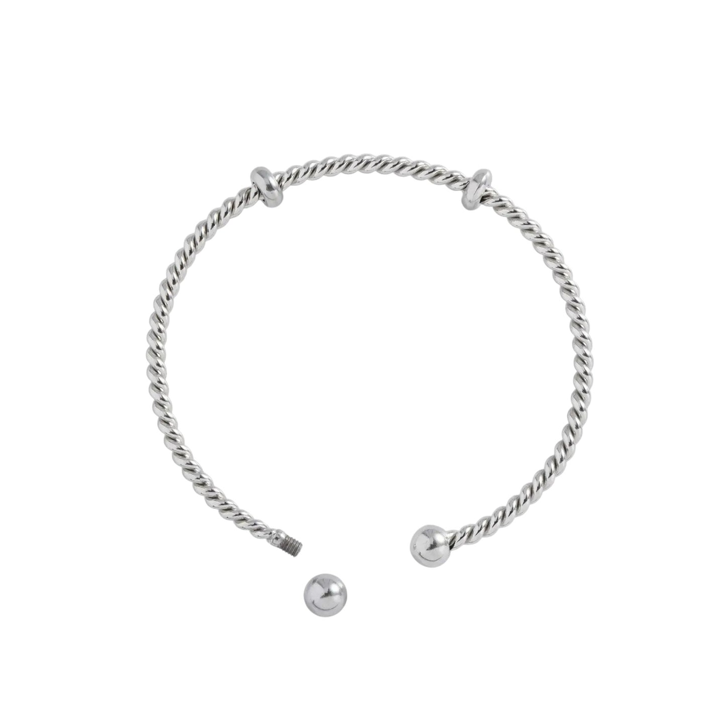 ALEX+ANI French Rope Charm Bracelet Cuff in Silver