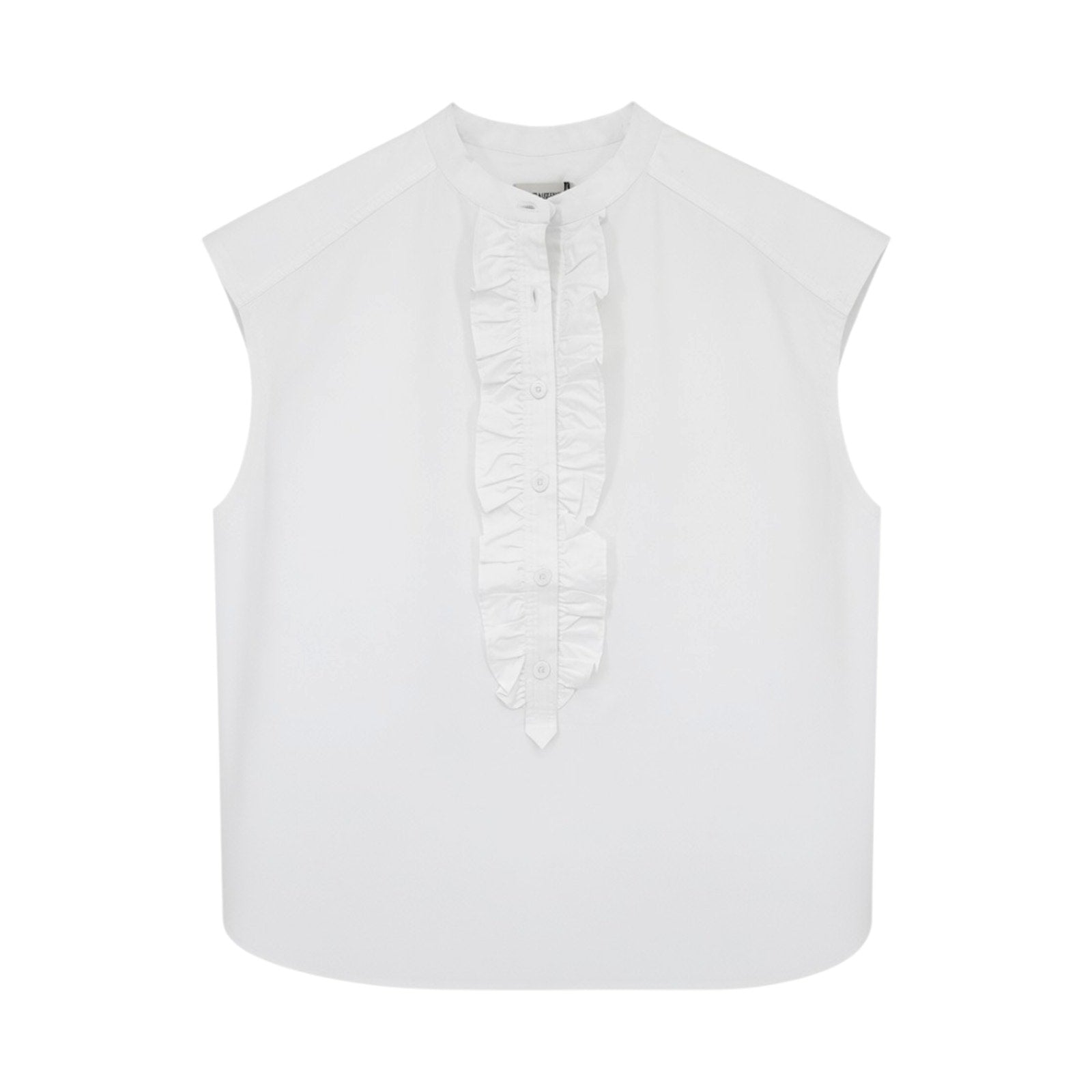 ZADIG and VOLTAIRE Ruffle Front Sleeveless Shirt in White S Zadig & Voltaire