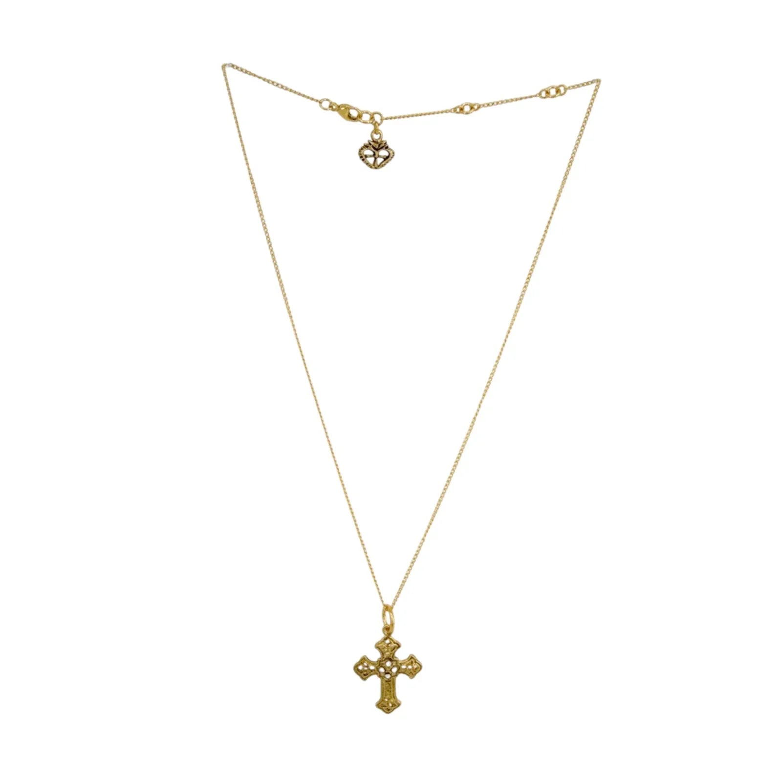 VIRGINS SAINTS & ANGELS VSA Basilica Cross Charm Necklace 16" in Gold - flyKAMP