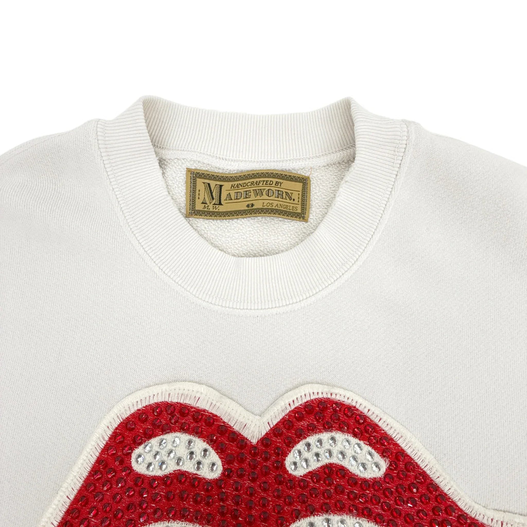 MADEWORN Rolling Stones Crystal Patch Classic Crew Sweatshirt XS - flyKAMP