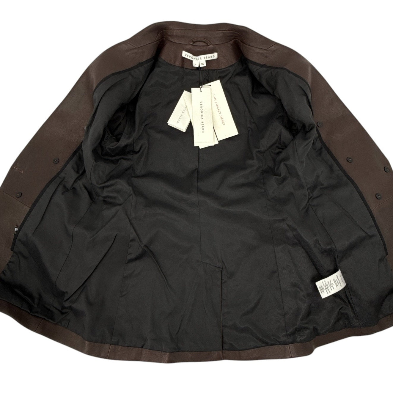 VERONICA BEARD Oneta Leather Dickey Jacket in Brown 2