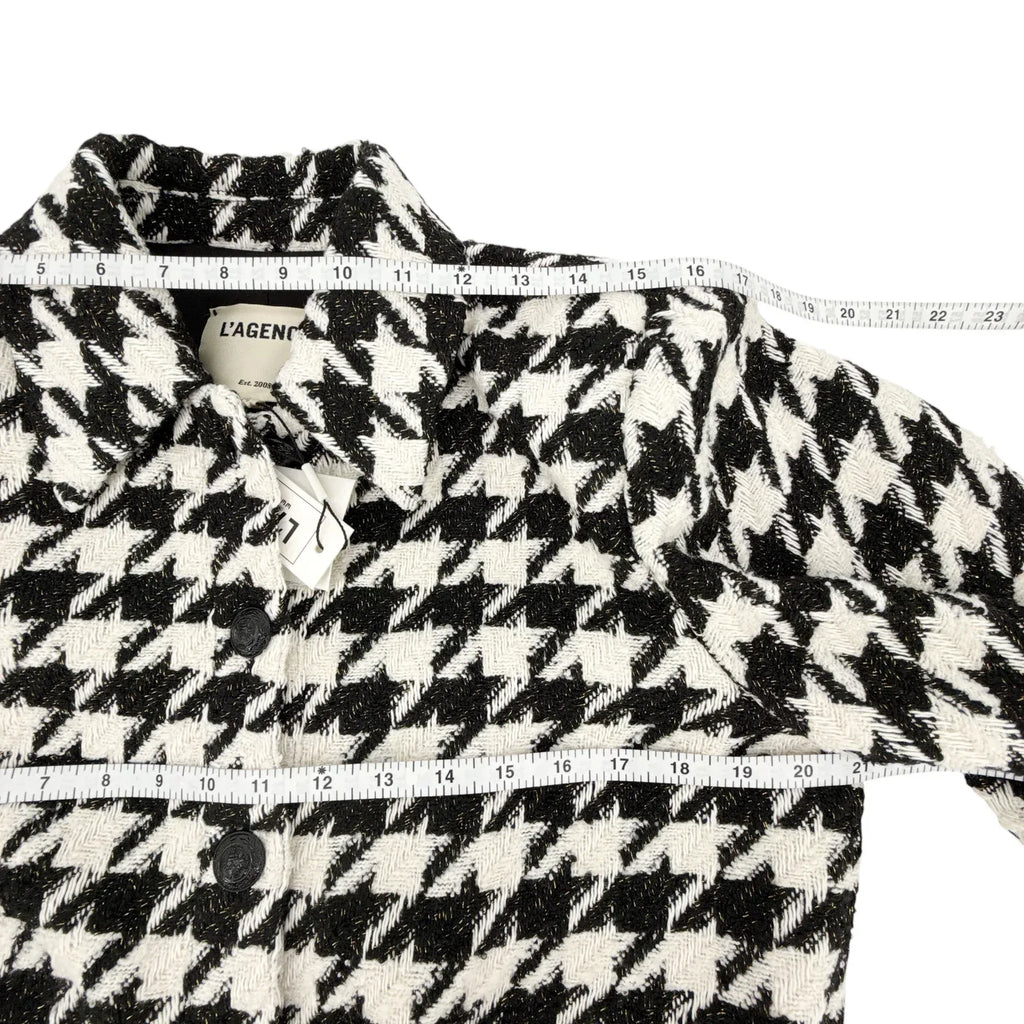 L'AGENCE Bridges Crop Jacket in Ecru Black & Gold Houndstooth 4|S - flyKAMP