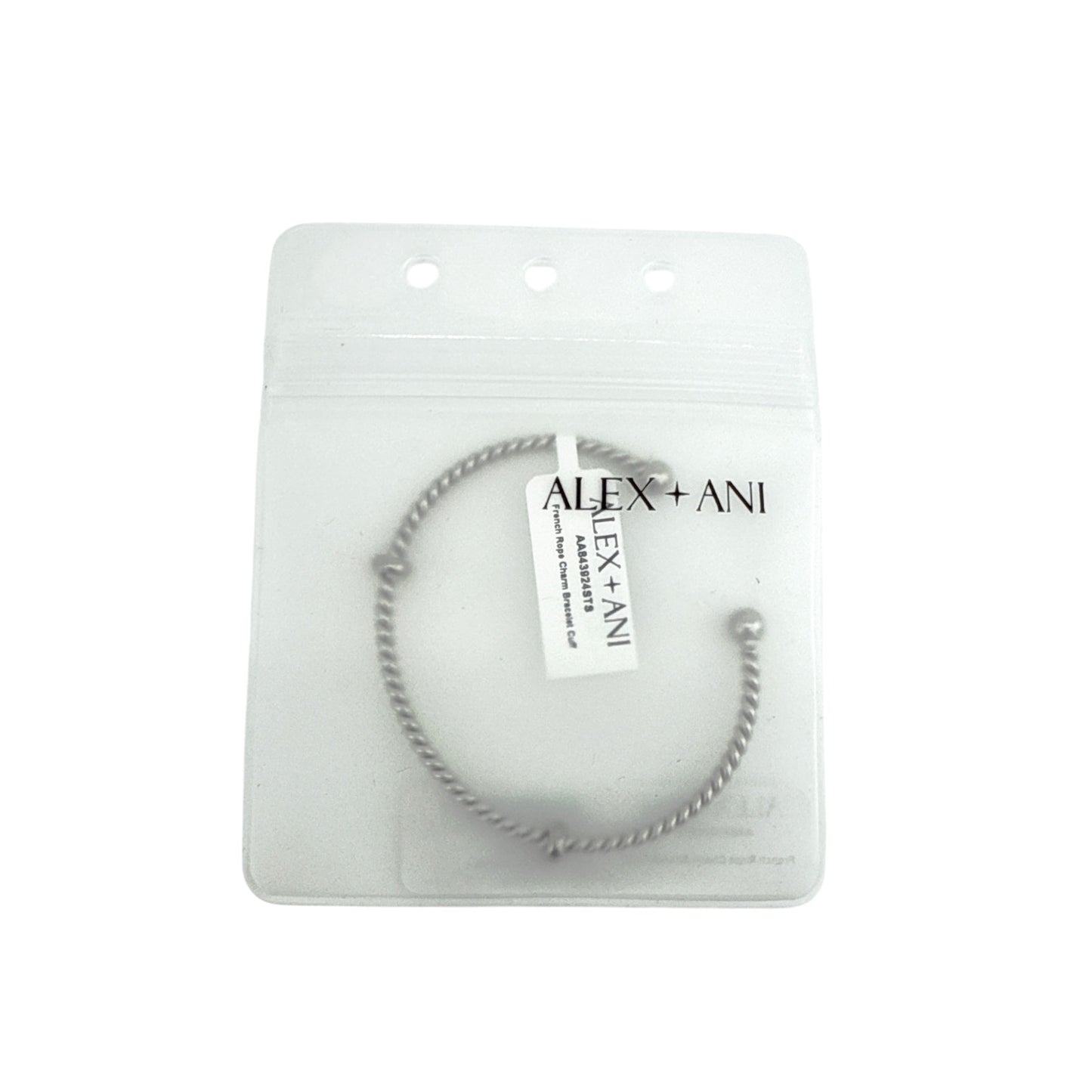 ALEX+ANI French Rope Charm Bracelet Cuff in Silver