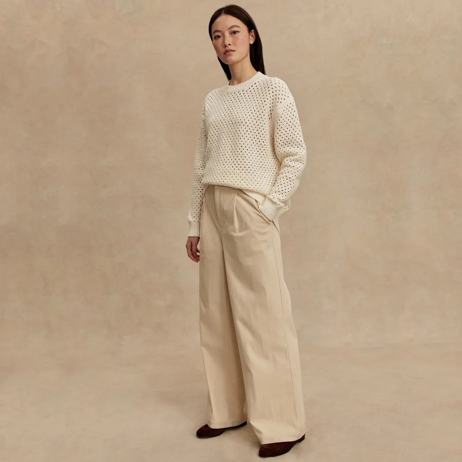 VARLEY Grady Bouclé Knit Sweater in Coconut Milk S - flyKAMP