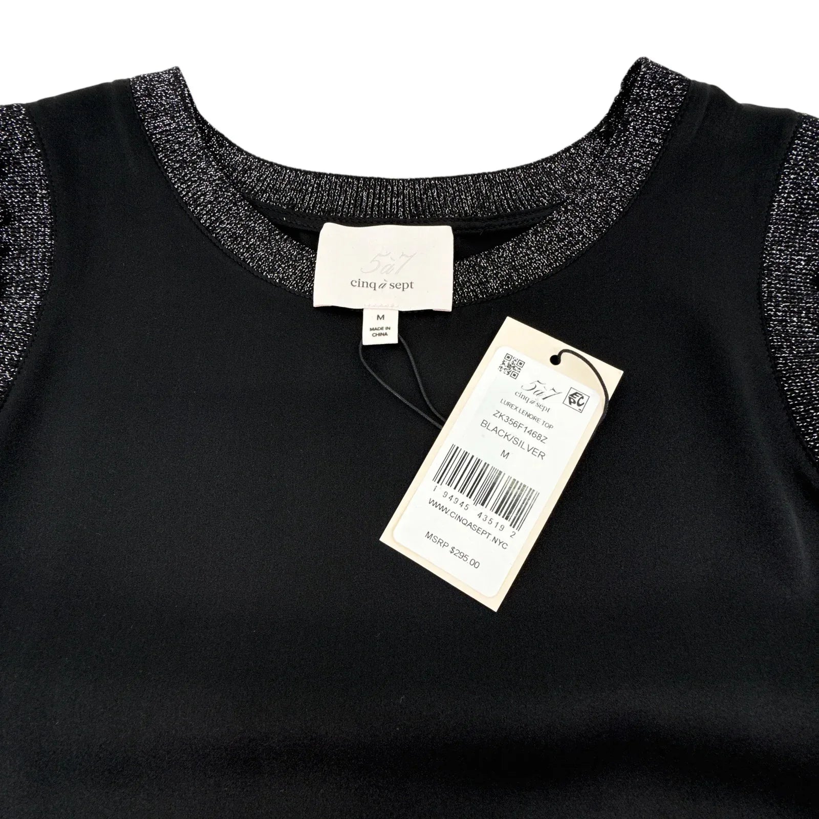 CINQ a SEPT Lurex Lenore Top in Black & Silver M - flyKAMP