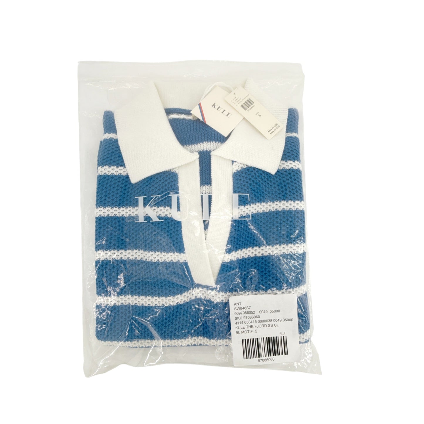 KULE The Fjord Knit Polo in Royal Blue & White S
