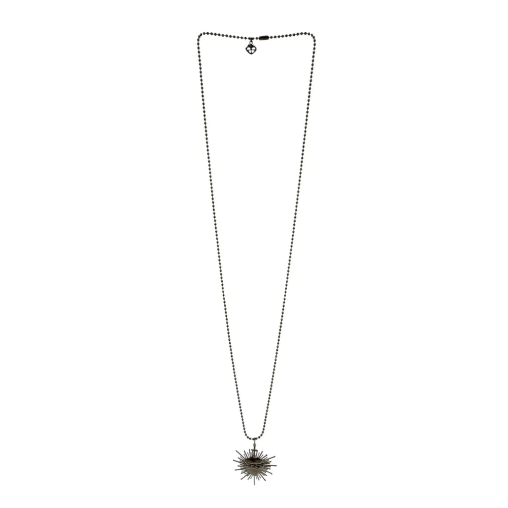 VIRGINS SAINTS & ANGELS VSA Sacred Flame Charm Necklace Gunmetal 34" Ball Chain - flyKAMP