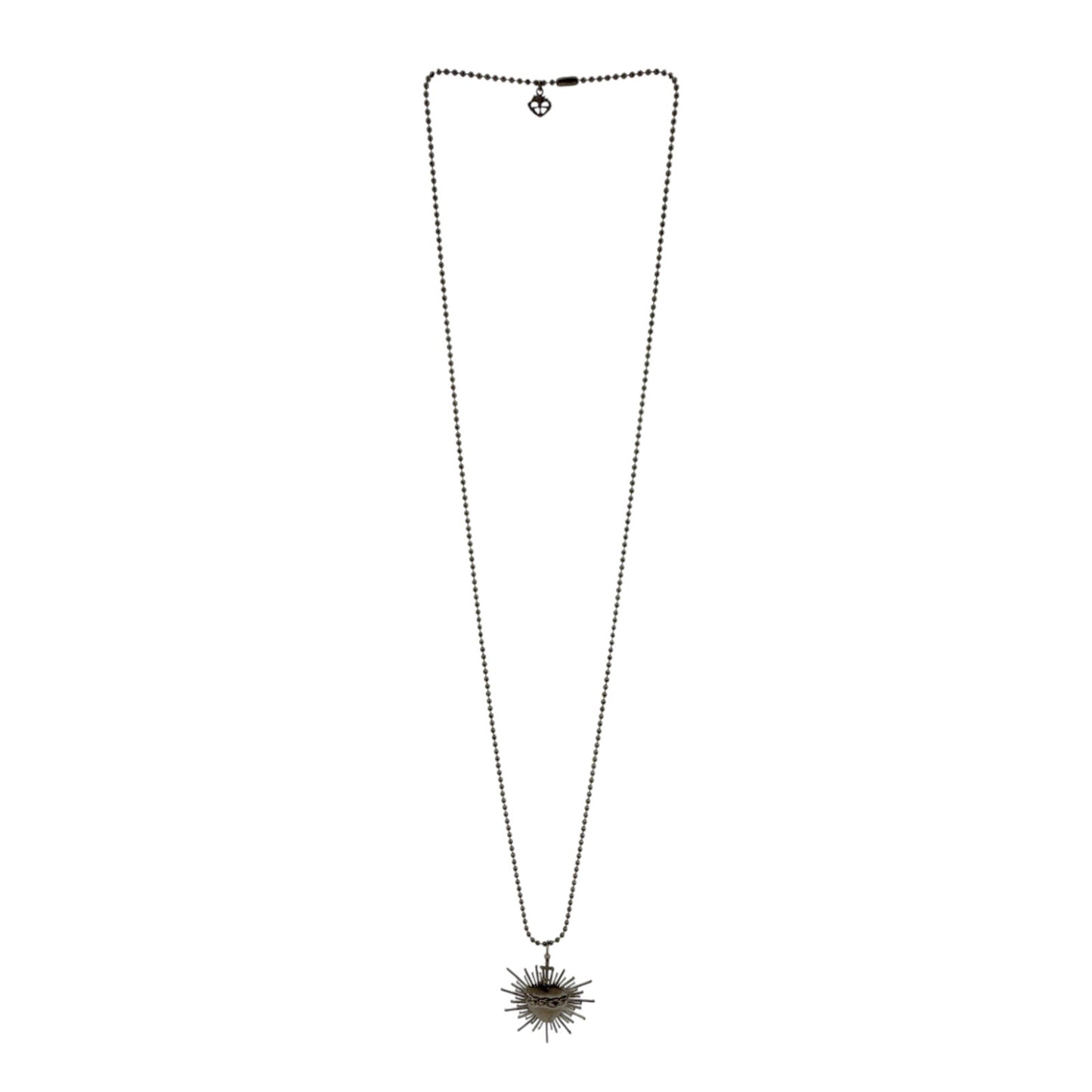 VIRGINS SAINTS & ANGELS VSA Sacred Flame Charm Necklace Gunmetal 34" Ball Chain