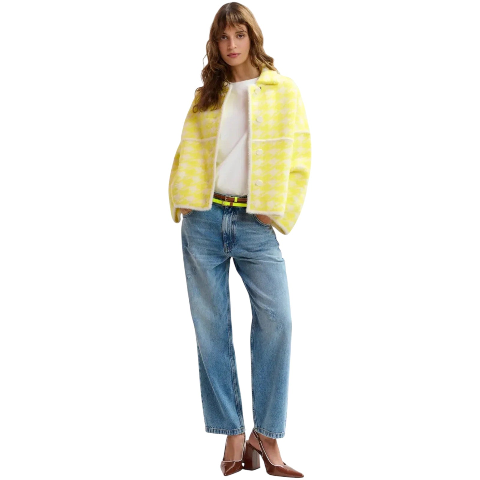 ESSENTIEL ANTWERP Joking Knit Jacket Cardigan in Lemon Squeeze XS Essentiel Antwerp