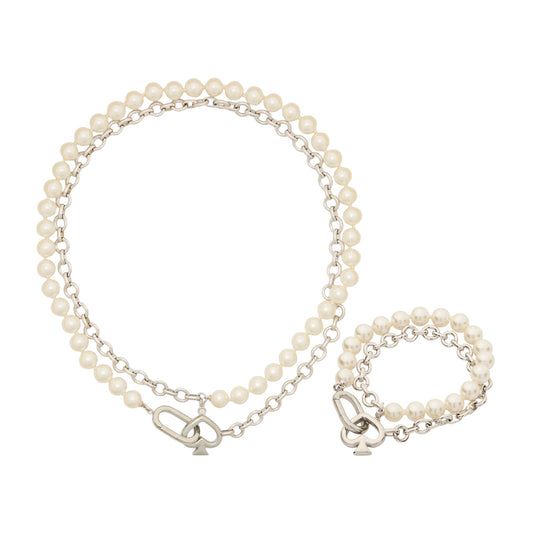 KATE SPADE New York Statement Spade Pearl Wrap Necklace & Bracelet Gift Set