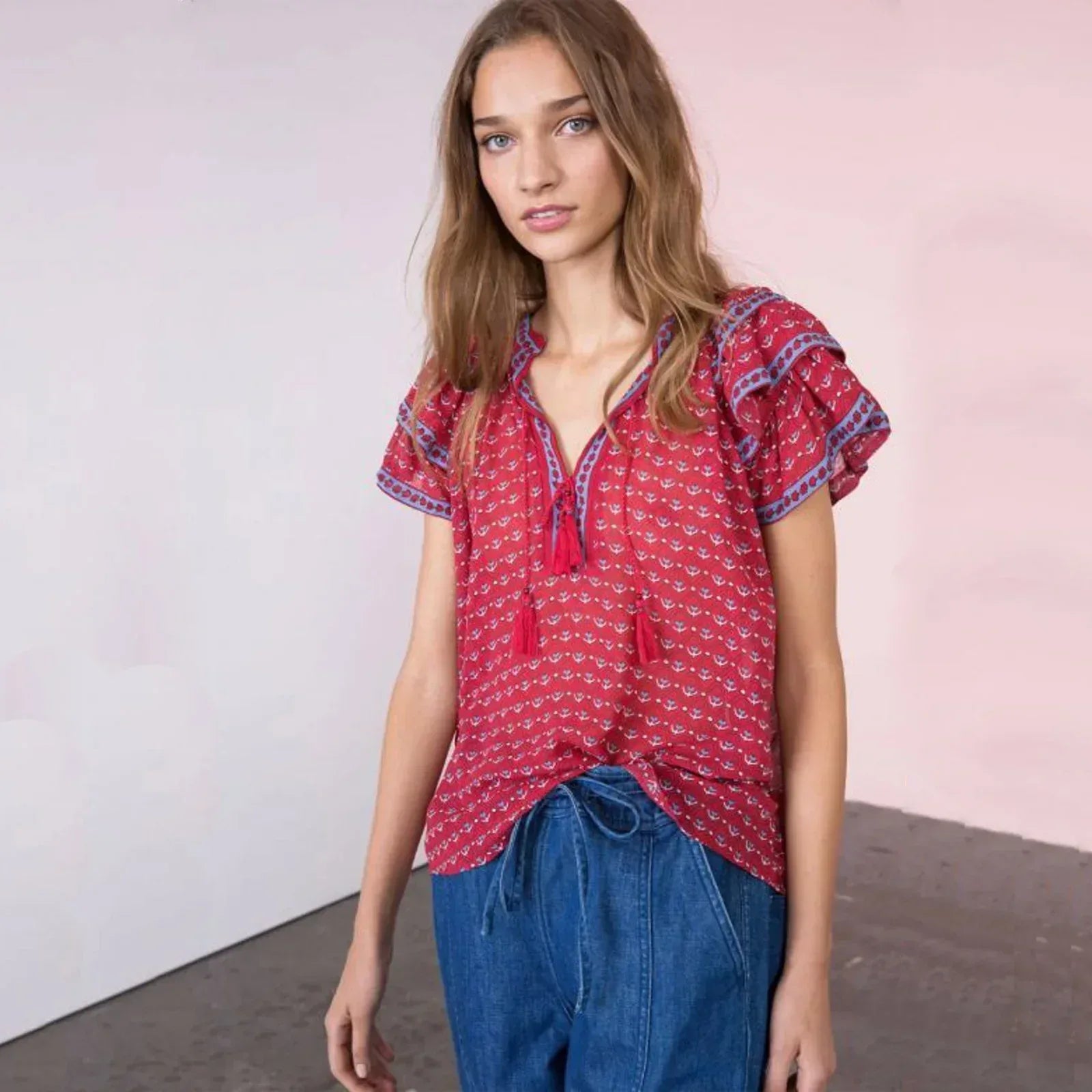 ULLA JOHNSON Silk Top in Scarlet 2|S - flyKAMP