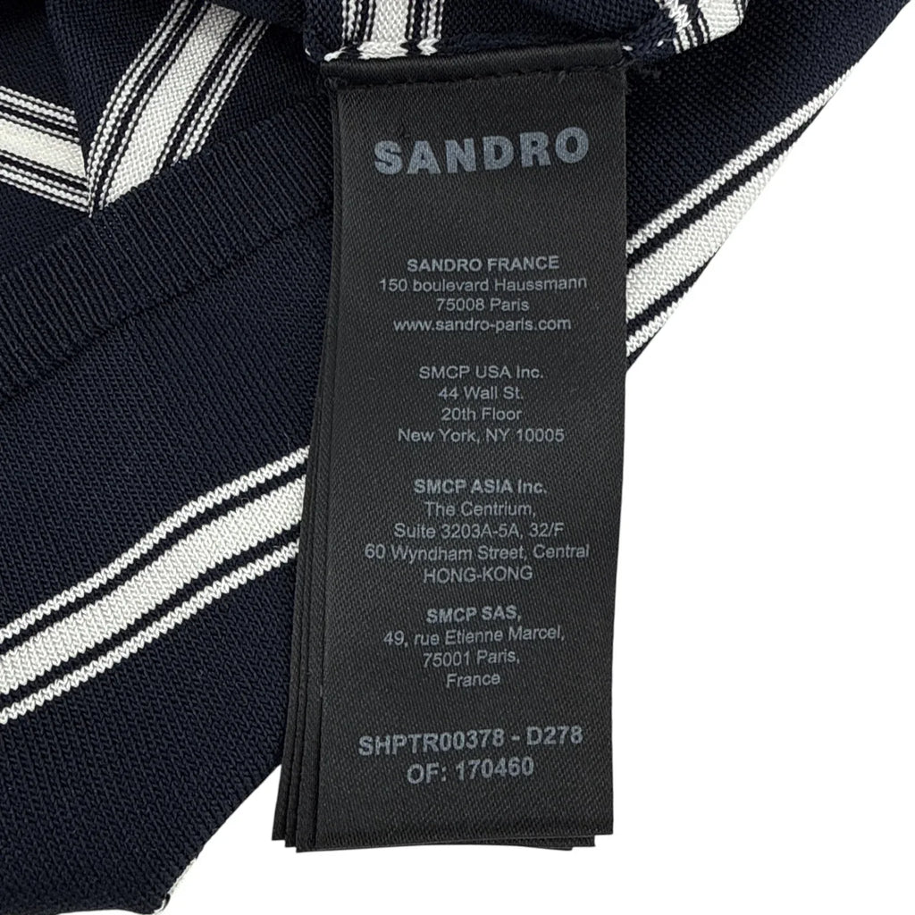 SANDRO Pablo Striped Polo in Fond Marine XXL - flyKAMP