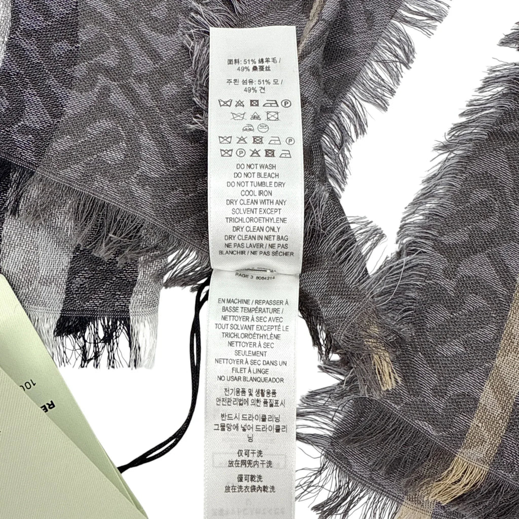 BURBERRY TB Giant Check Gauze Wool & Silk Scarf in Charcoal - flyKAMP