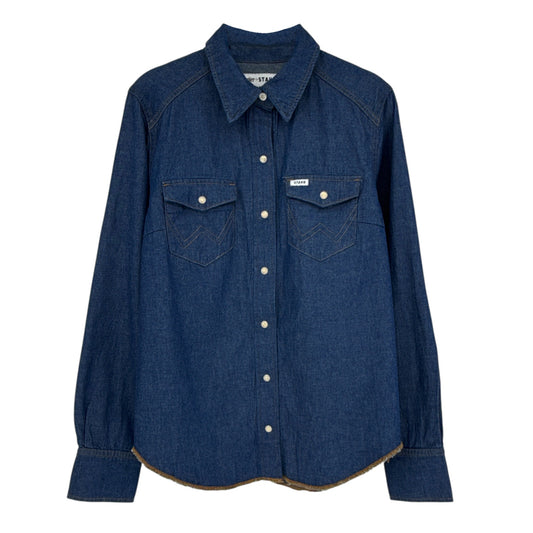 STAUD + WRANGLER The Western Shirt in Dark Rinse M