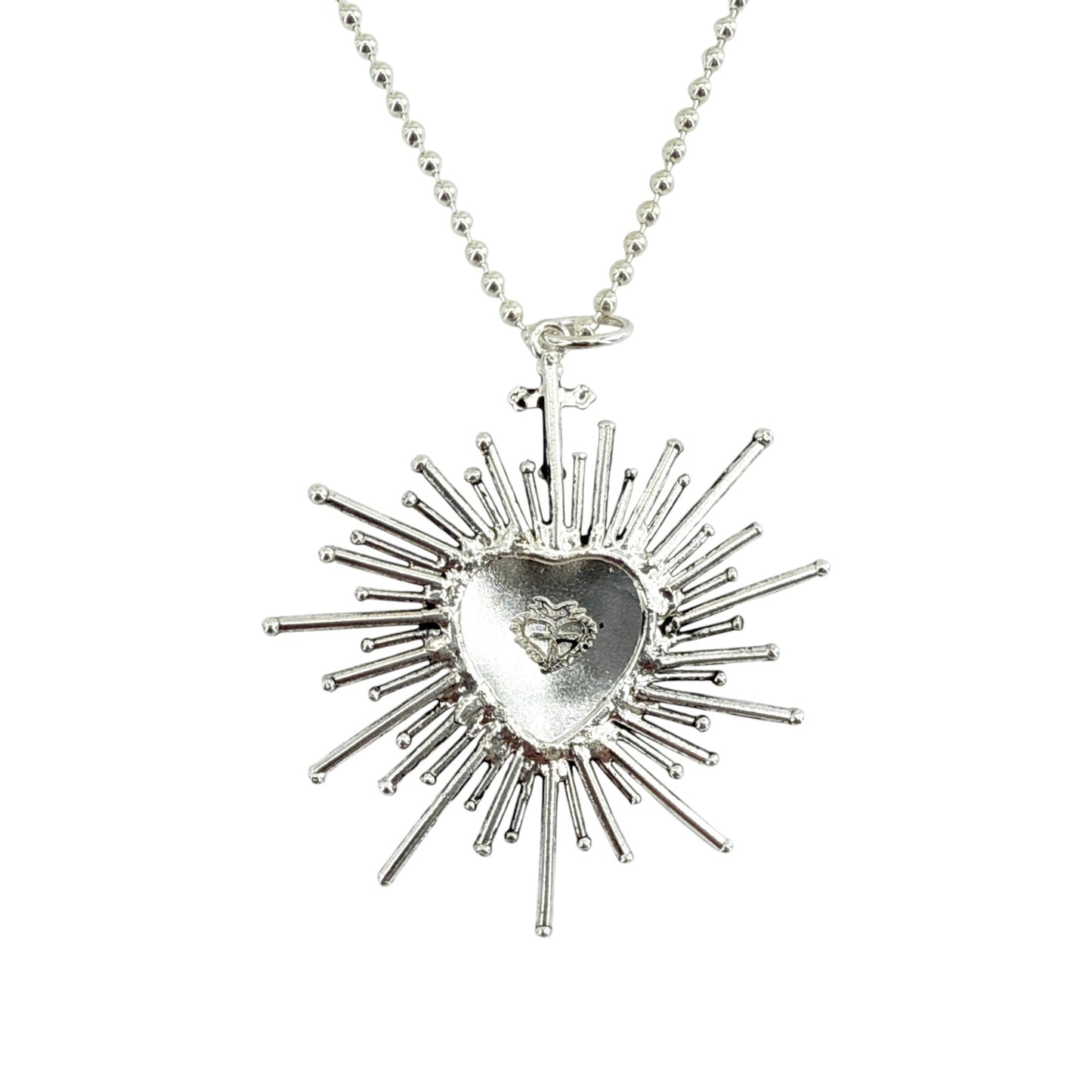 VIRGINS SAINTS & ANGELS VSA Sacred Flame Charm Necklace Silver 34" Ball Chain