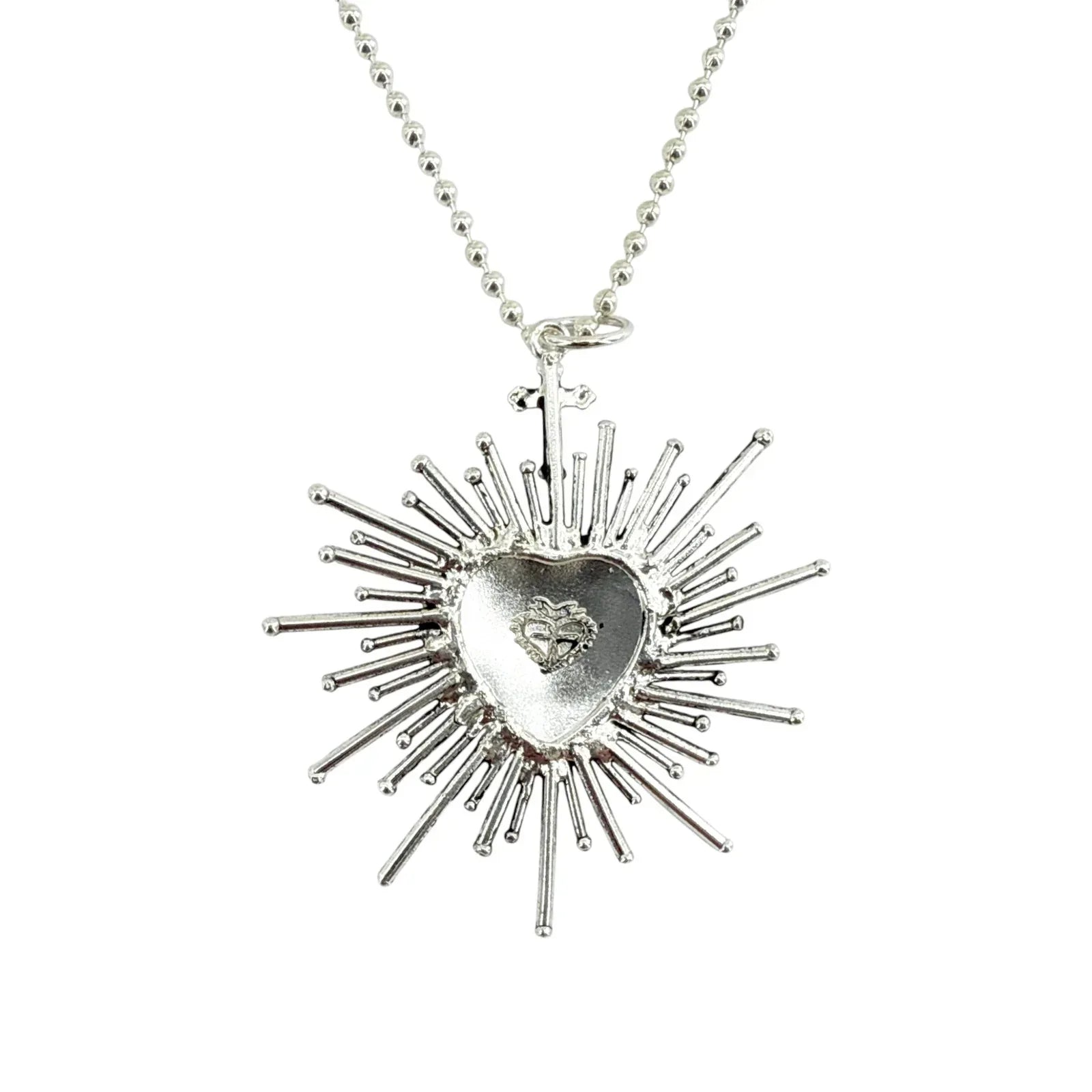 VIRGINS SAINTS & ANGELS VSA Sacred Flame Charm Necklace Silver 34" Ball Chain - flyKAMP