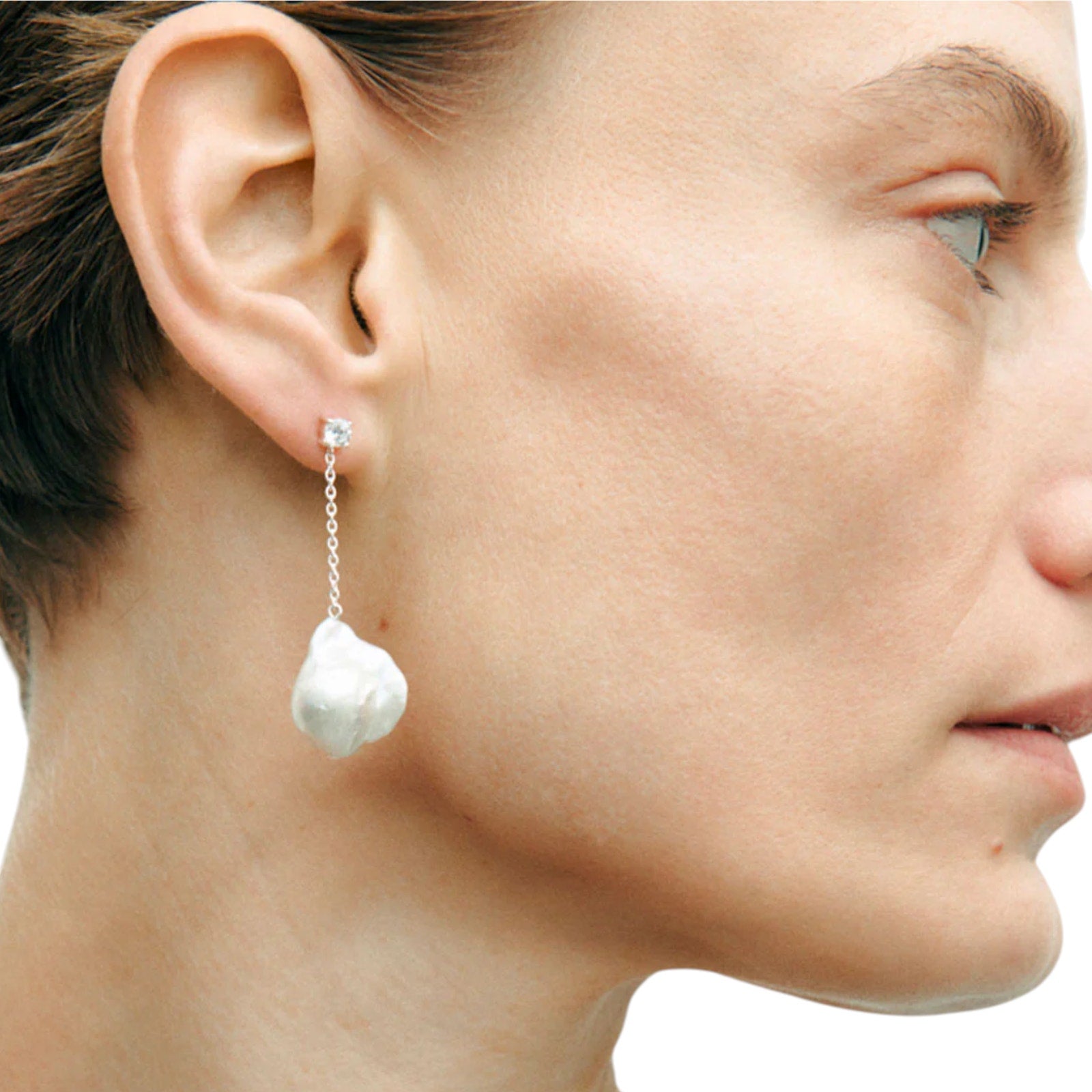 COMPLETEDWORKS Suspended Boulder Baroque Pearl & CZ Sterling Silver Earrings COMPLETEDWORKS
