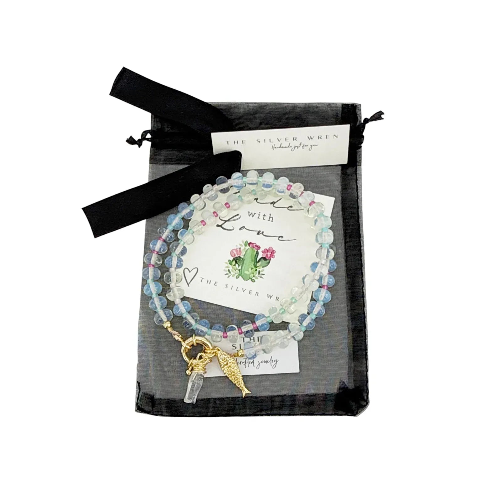 THE SILVER WREN Mirage Stone Candy Fish Necklace in Opalite 18" - flyKAMP