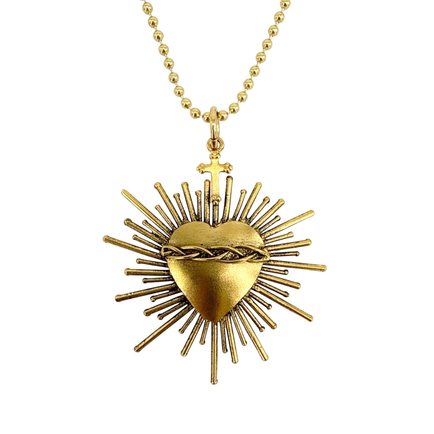 VIRGINS SAINTS & ANGELS VSA Sacred Flame Charm Necklace 34" Gold Plated SS Chain