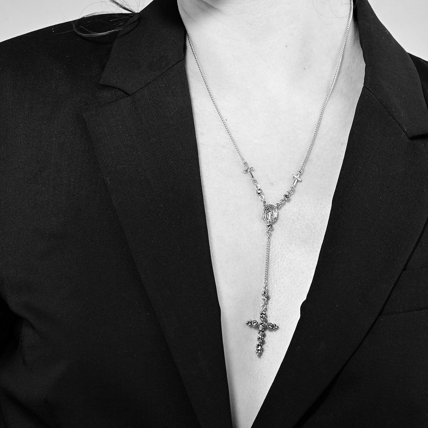 VIRGINS SAINTS & ANGELS VSA Maddie Rosary Necklace in Gold & White Opal Virgins Saints & Angels