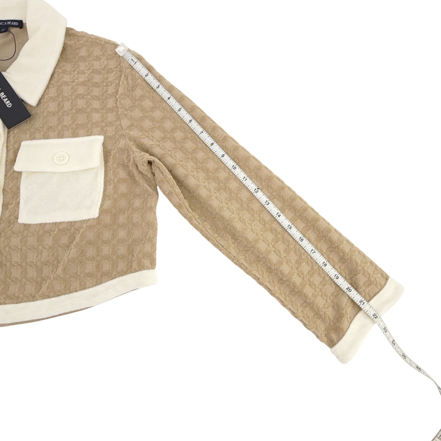 VERONICA BEARD Zariah Cropped Cardigan in Stone Khaki S