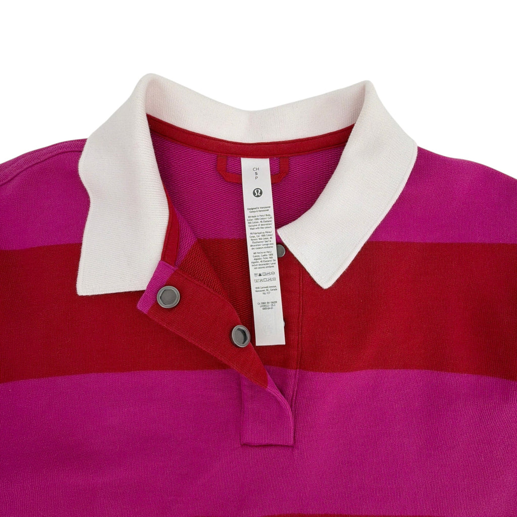 LULULEMON French Terry Rugby Shirt in Red & Pink S Lululemon