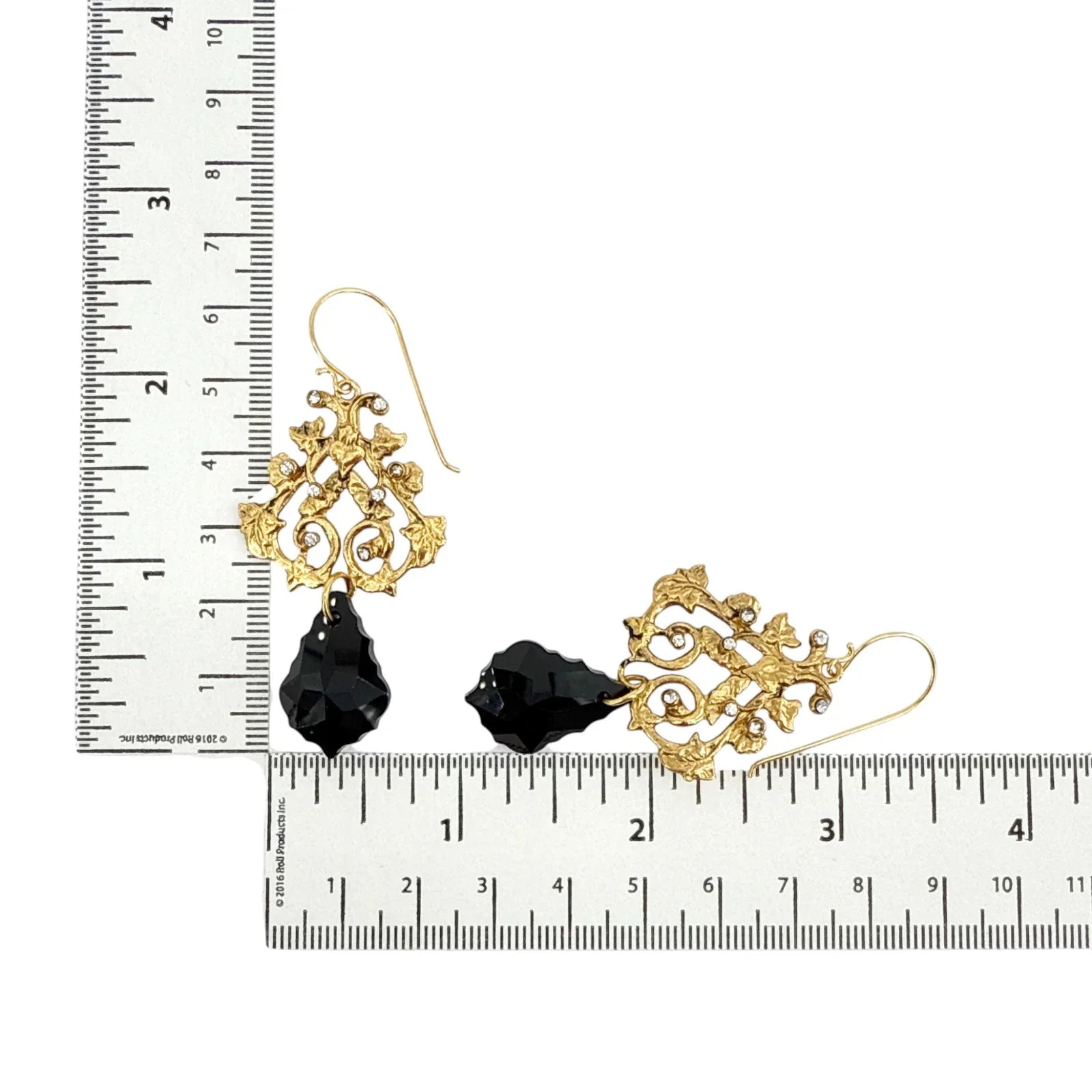 VIRGINS SAINTS & ANGELS VSA Vine Drop Earrings in Gold & Jet - flyKAMP
