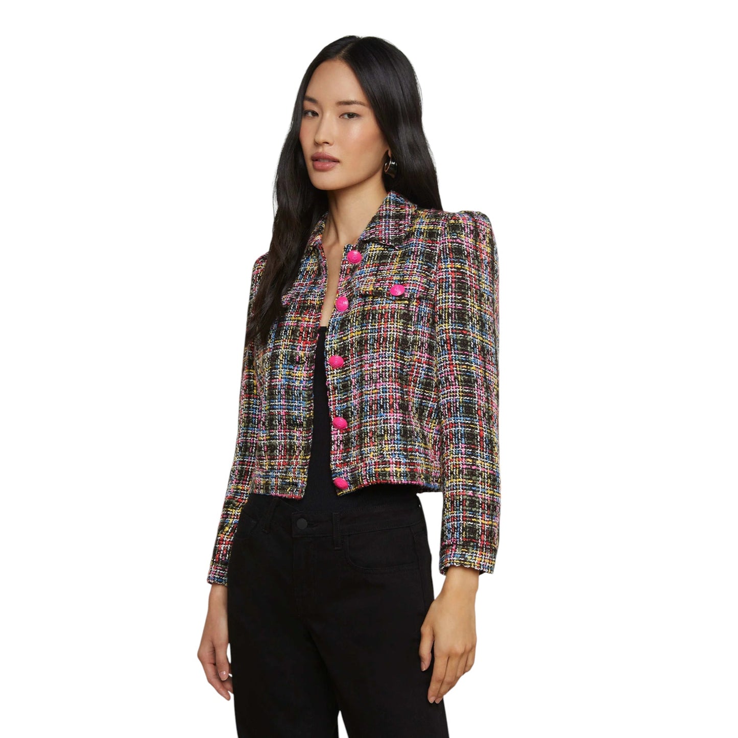 L'AGENCE Kasey Tweed Jacket in Black Multi S