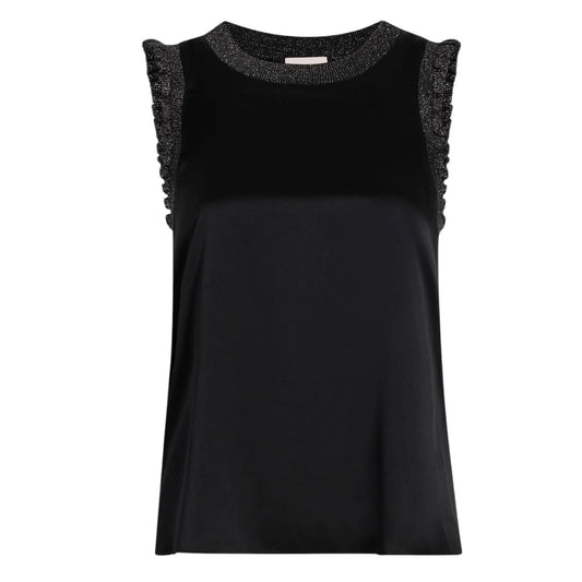 CINQ a SEPT Lurex Lenore Top in Black & Silver M