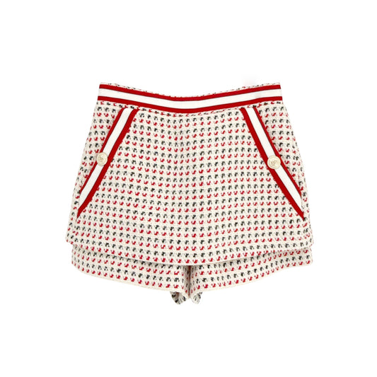 MAJE Irona Tweed Skort in Ecru, Red, & Navy FR36|S