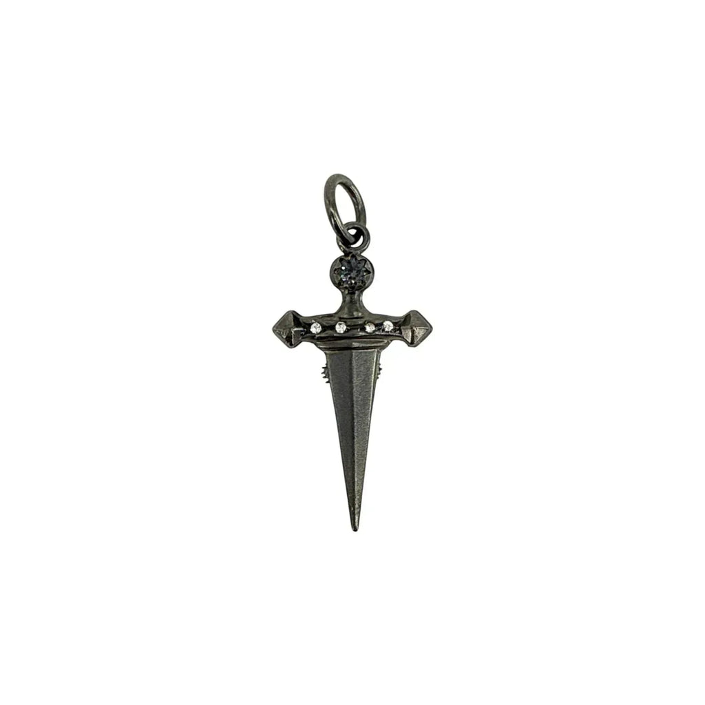 VIRGINS SAINTS & ANGELS VSA Dagger Cross Charm in Gunmetal - flyKAMP