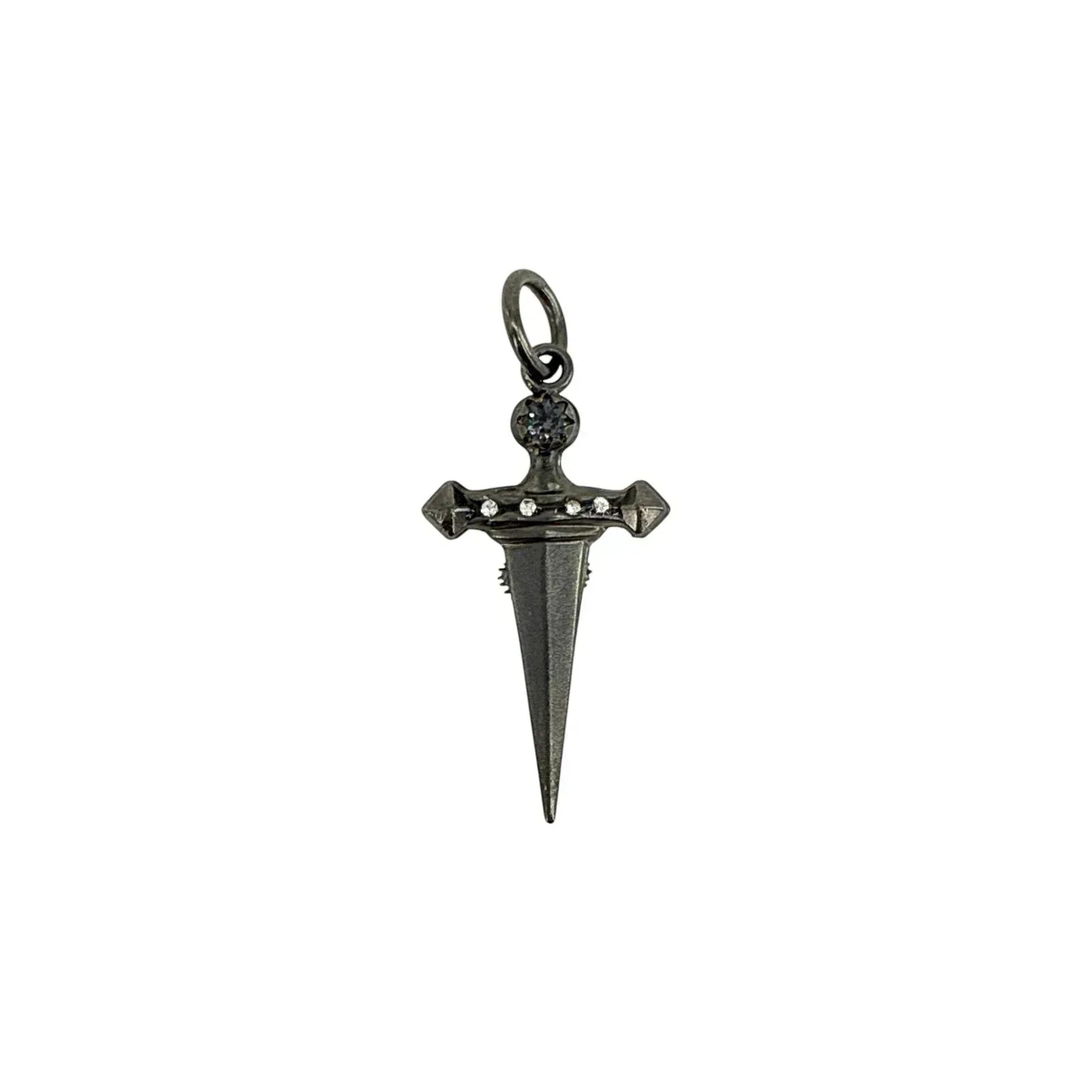 VIRGINS SAINTS & ANGELS VSA Dagger Cross Charm in Gunmetal - flyKAMP