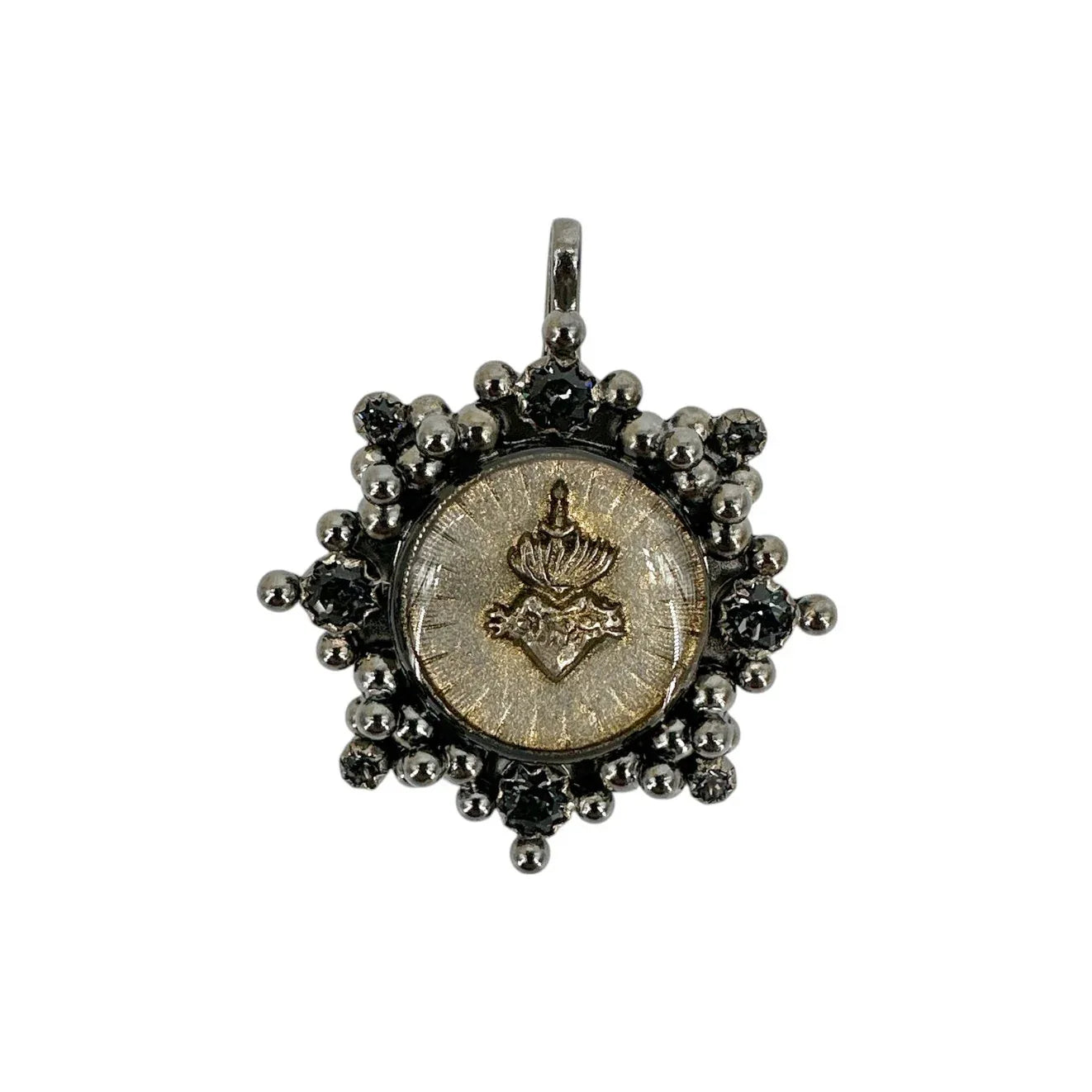 VIRGINS SAINTS & ANGELS VSA Cloister Sacred Heart Medallion Gunmetal - flyKAMP