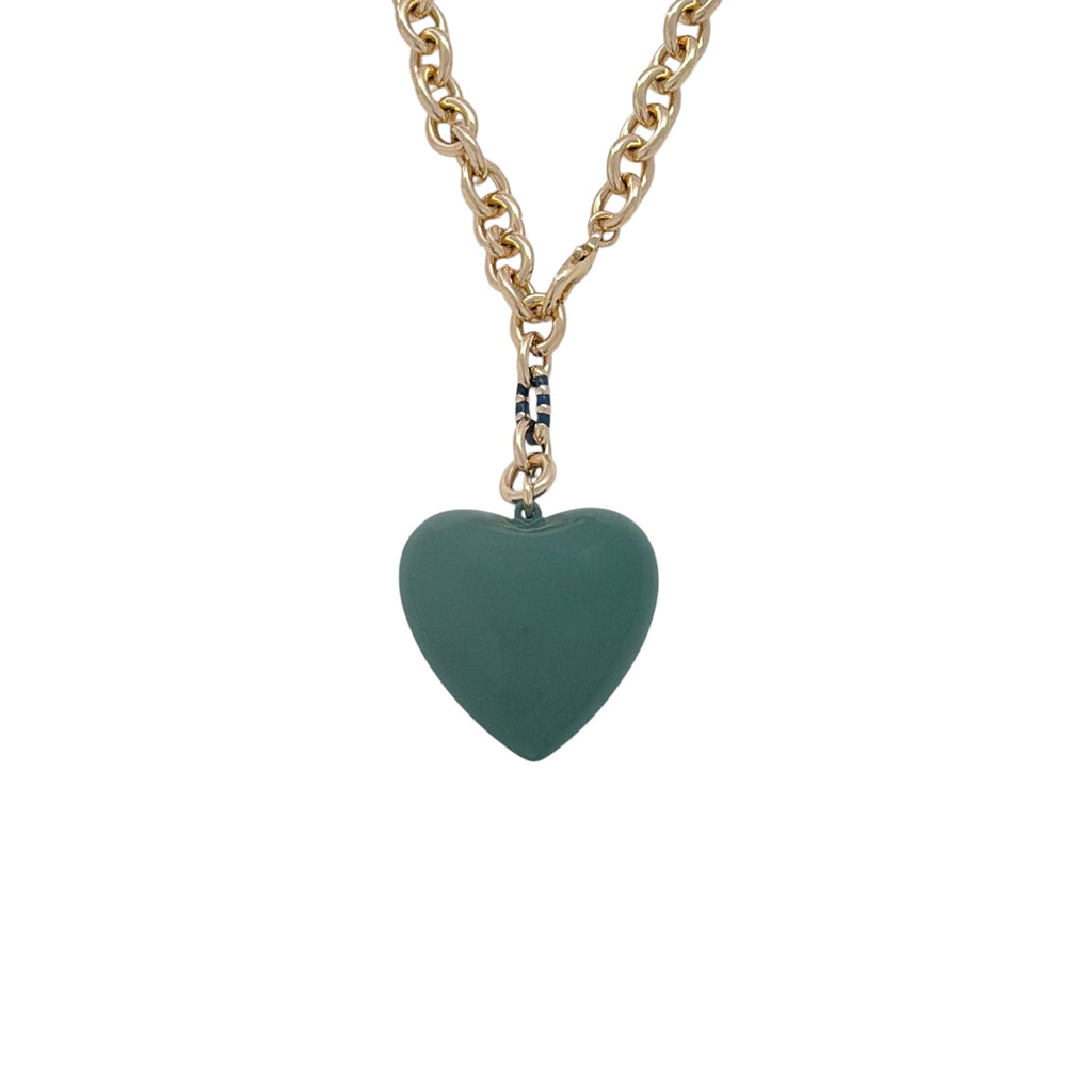 ROXANNE ASSOULIN The Big Puffy Heart Charm Necklace in Forest Roxanne Assoulin